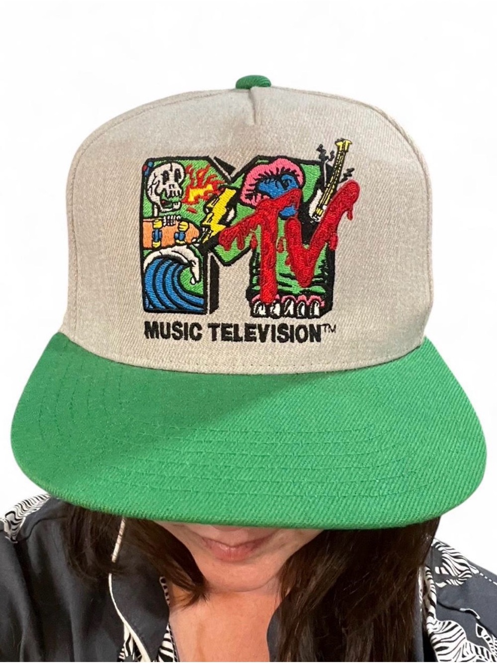 MTV Music Television Green & Grey Logo Snapback Hat